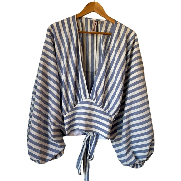 DOLAN left coast collection V-Neck Blouse Stripe Zipper Closure Size 2X - Picture 6 of 11